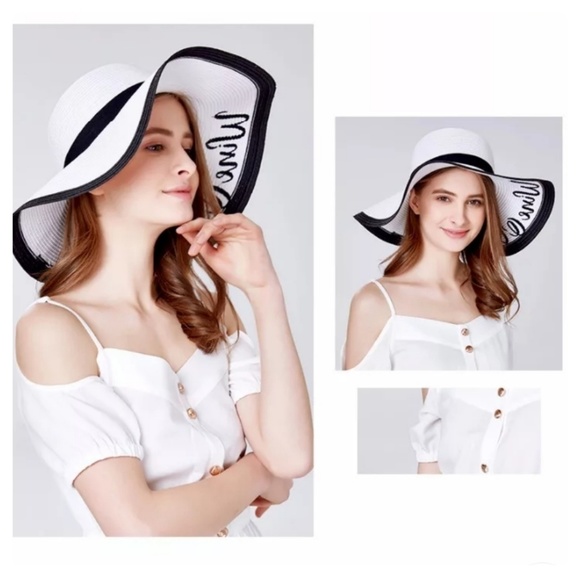 LAST 1 (5🌟 Rated) White/Black Embroidered Sun Hat - Picture 4 of 8